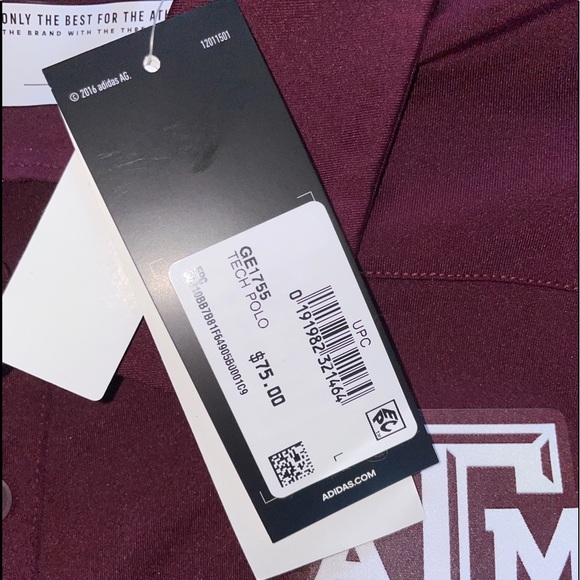Texas A&M Aggies adidas GE1755 TECH Aeroready Maroon Polo Golf Shirt Men's Large - Picture 2 of 3